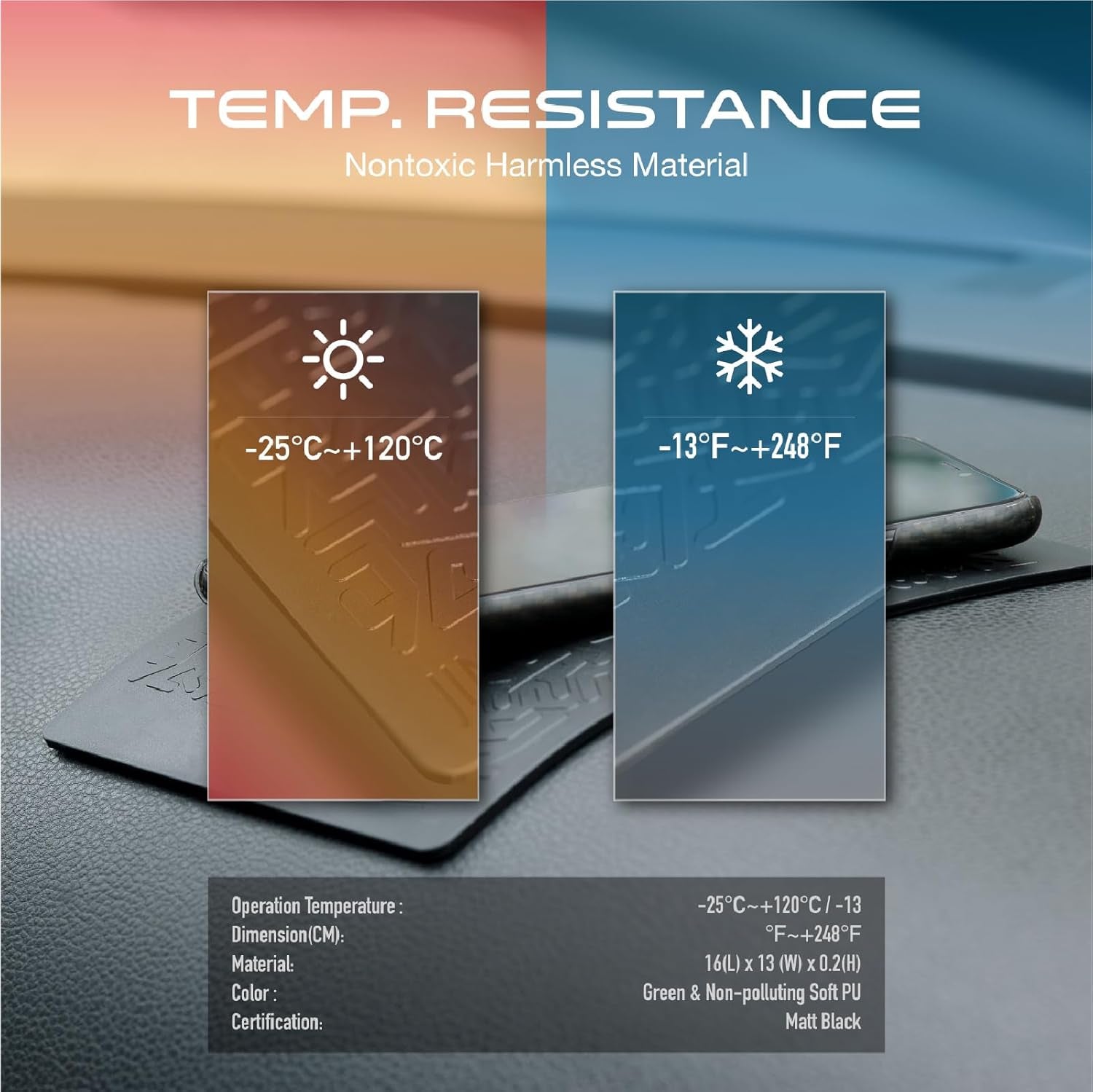 Anti Slip Pad Sticky Gripping Gel Pad Multifunctional Fixate Non-Slip Mounting Cell Pad, 6.3 X 5.1 Inch (2 Pack)