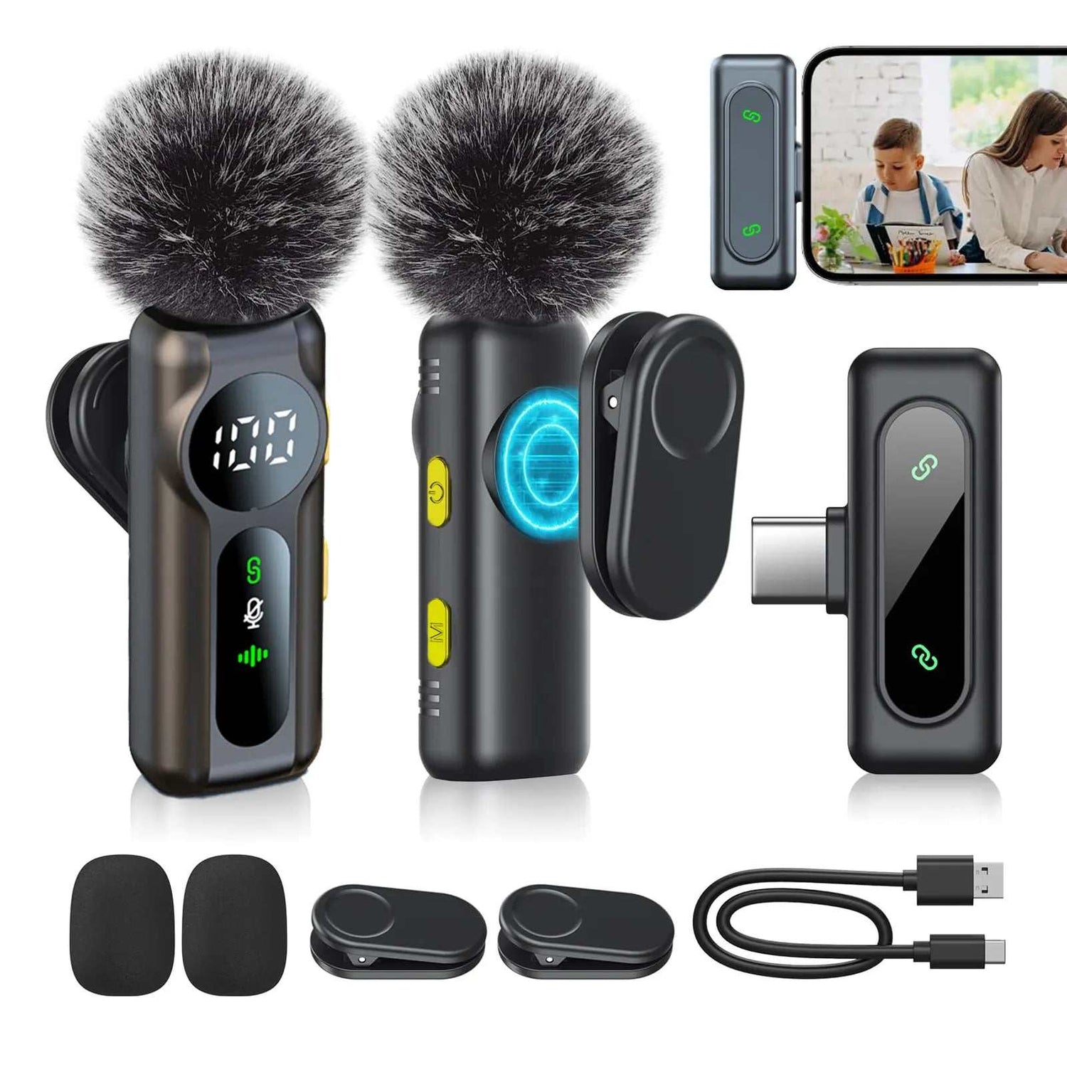 Wireless Lavalier Microphone Audio Recording Mini Microphone
