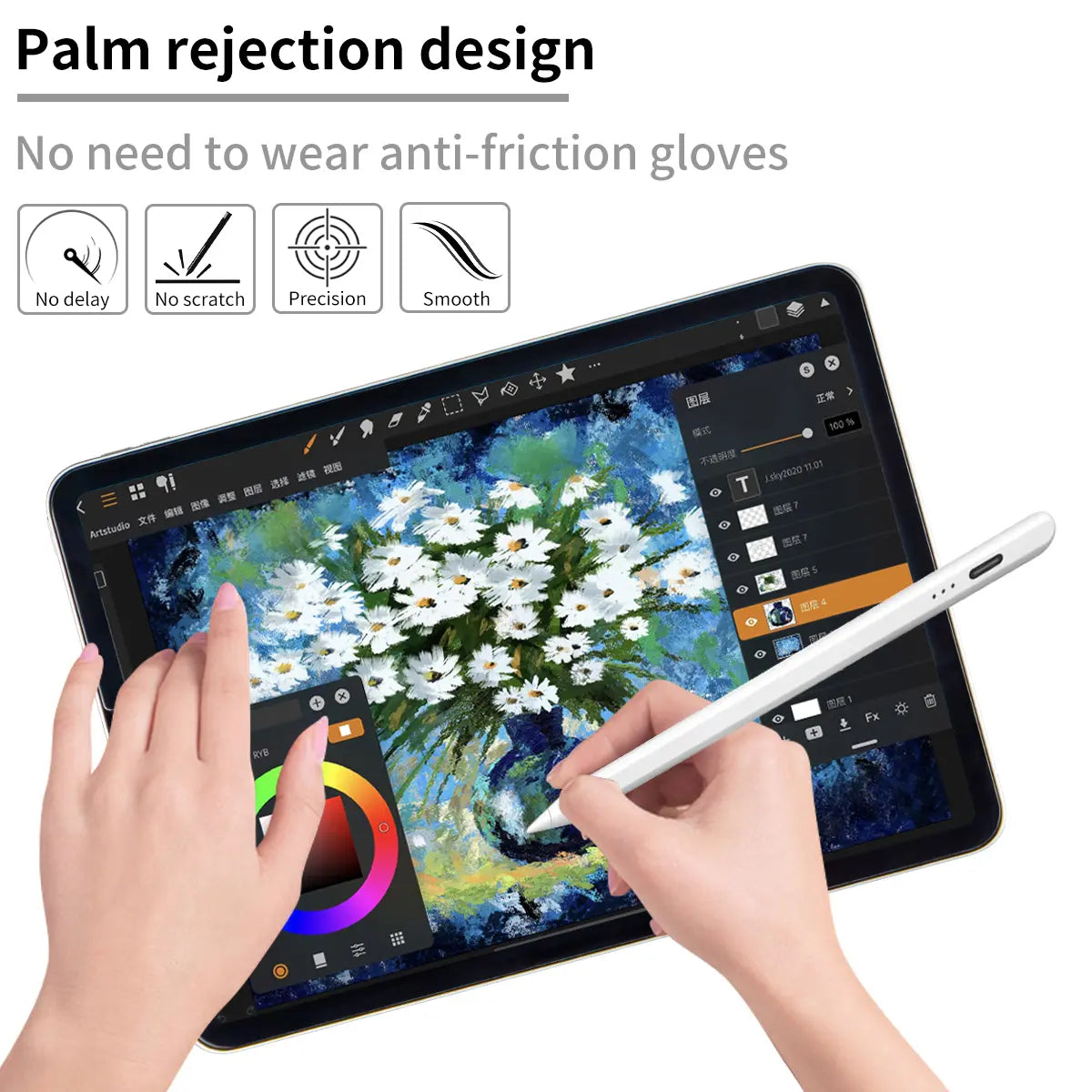 Stylus Pen for Ipad,Fast Charge,With Palm Rejection Tilt Sensitivity, Pencil Compatible with Ipad 6/7/8/9/10, Pro12.9&amp;11",Air3/4/5, Mini5/6